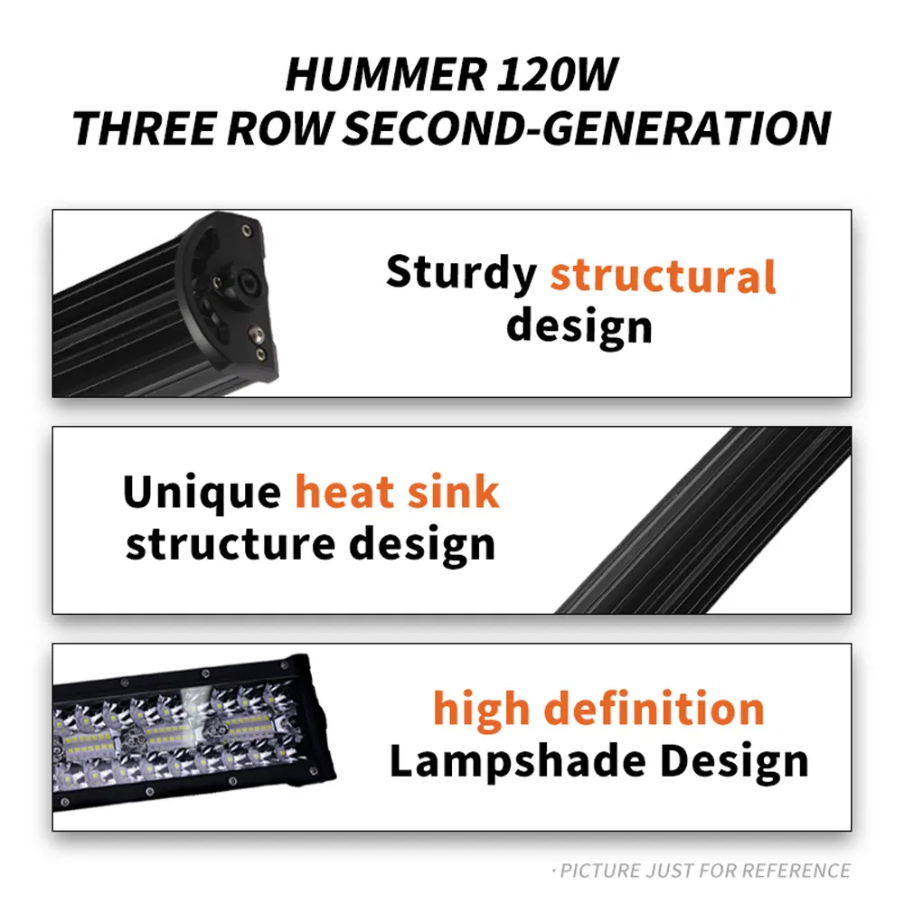 Three Rows of Second-Generation Car Modification LED Curved Light Strips, Outdoor Work Lights