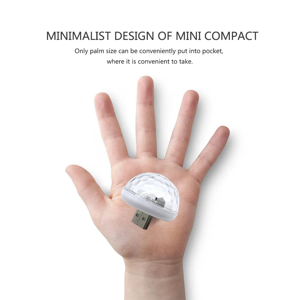 USB светодиодная диско-шар лампа для авто и дома