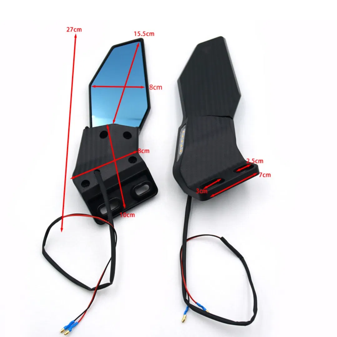 Fixed Wing Rear View Mirror with Light for Pocket Motorbike