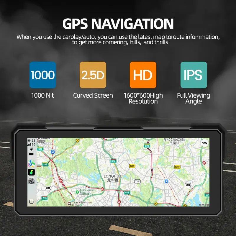 8.1-дюймовый GPS-дисплей для мотоцикла с CarPlay и Android Auto