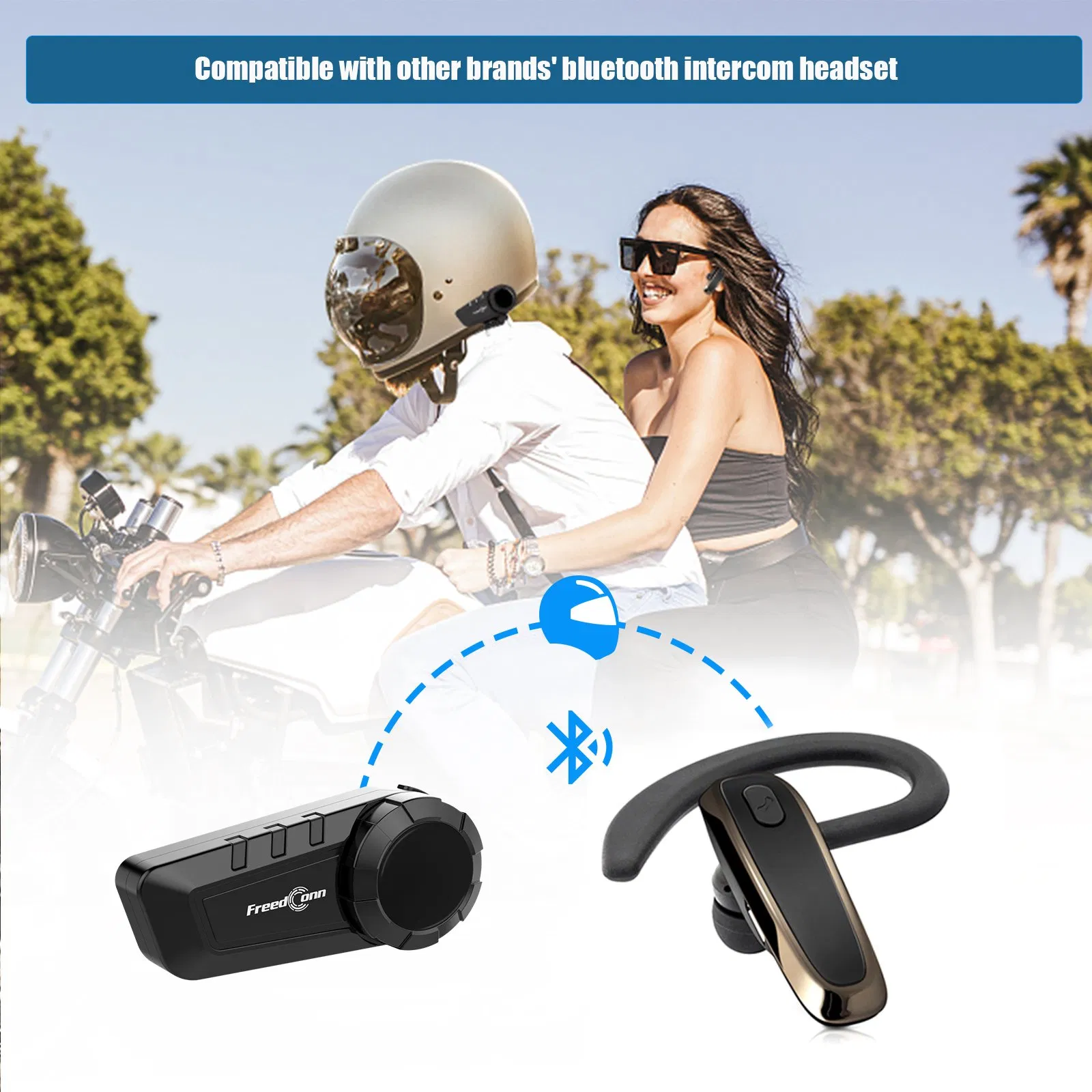 Freedconn Helmet Smart Headset Wireless FM Earphone Music Sharing Intercom
