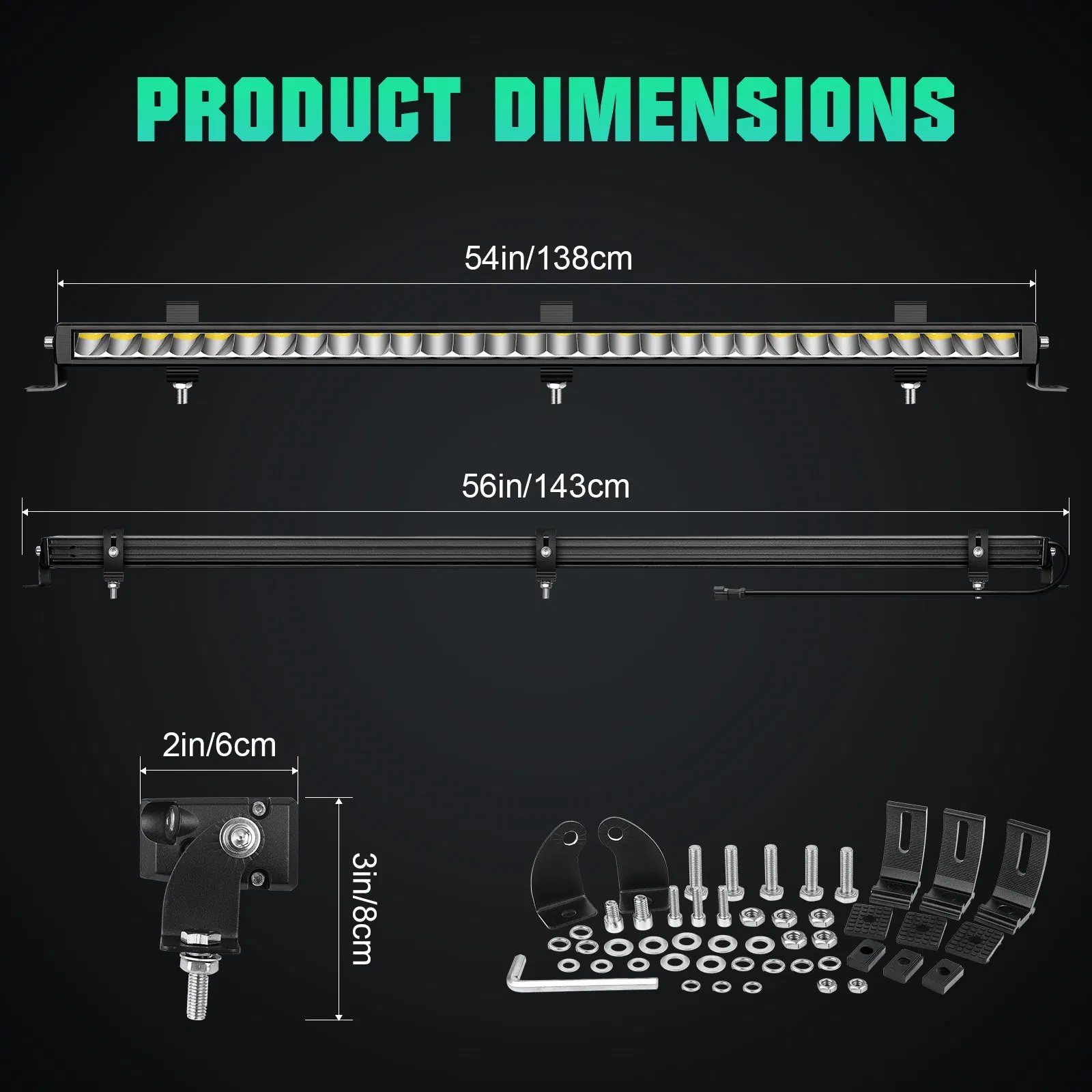 IP67 Waterproof 55" LED Light Bar - 150W 646m Range Dt Connector Universal Truck SUV