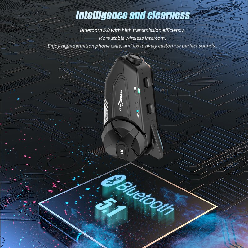 Freedconn R1 PRO HiFi Sound Noise Cancelling Helmet Music Bluetooth Helmet Intercom