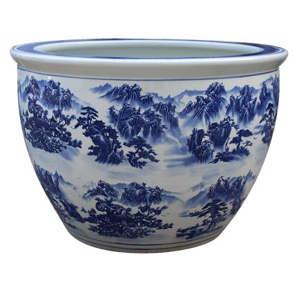 Jingdezhen большие керамические уличные горшки для ландшафта, сине-белые, набор для сада, цветочные кашпо на заказ