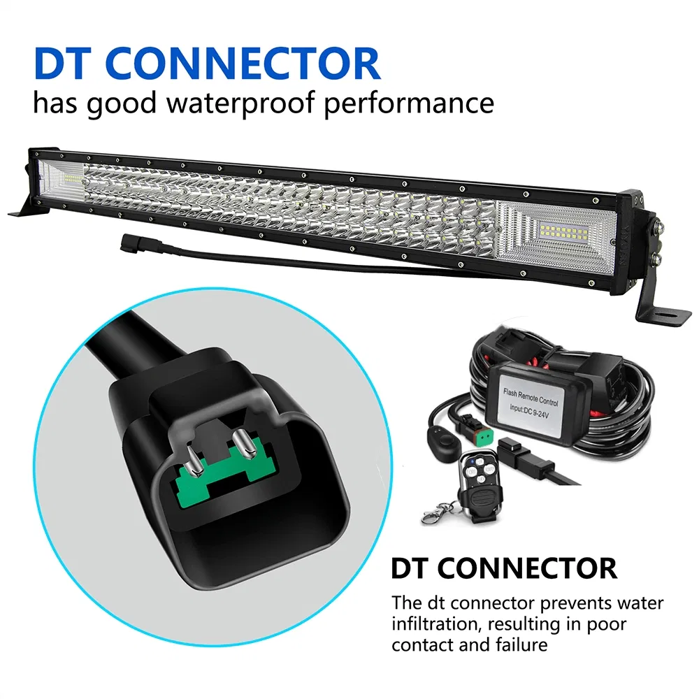 Car Accessories Car Light Straight Triple Row 7D Lens Spot Flood Combo Beam LED Light Bar with Dt-Wired for Marine Truck ATV 4X4 UTV