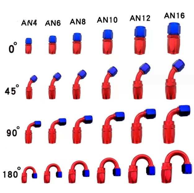 180 Degree An4-An16 Connector Oil Cooling Radiator Oil Pipe Quick Connector