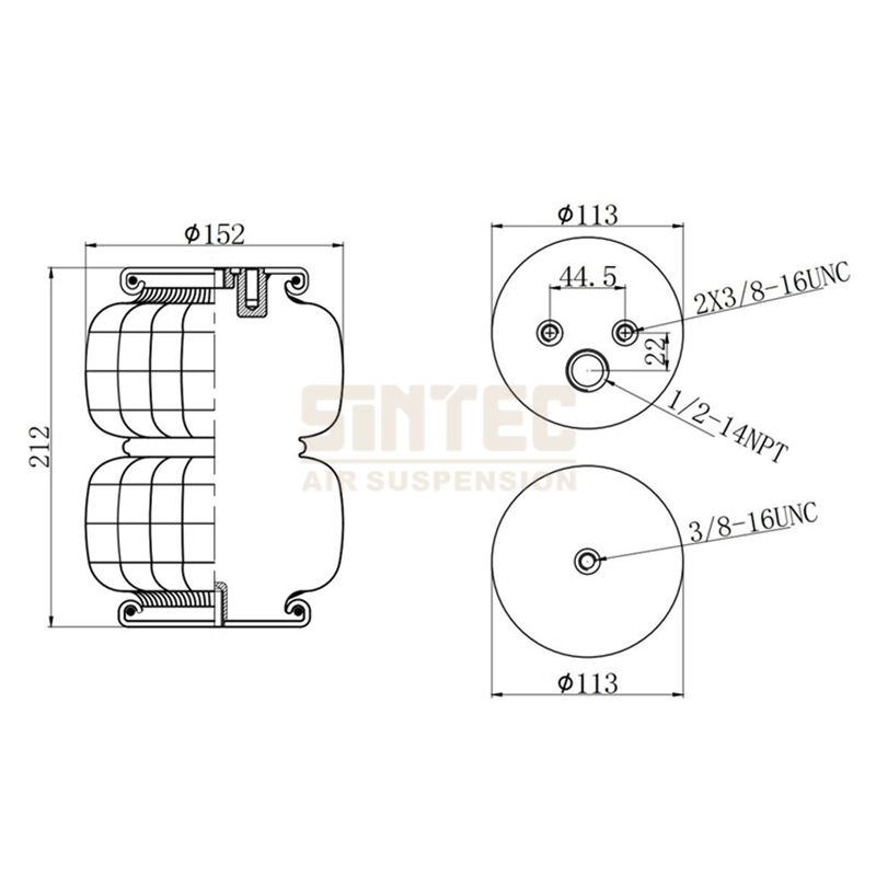 Rubber Double Convoluted Air Ride Lift Suspension Bag Spring for Pickup Truck