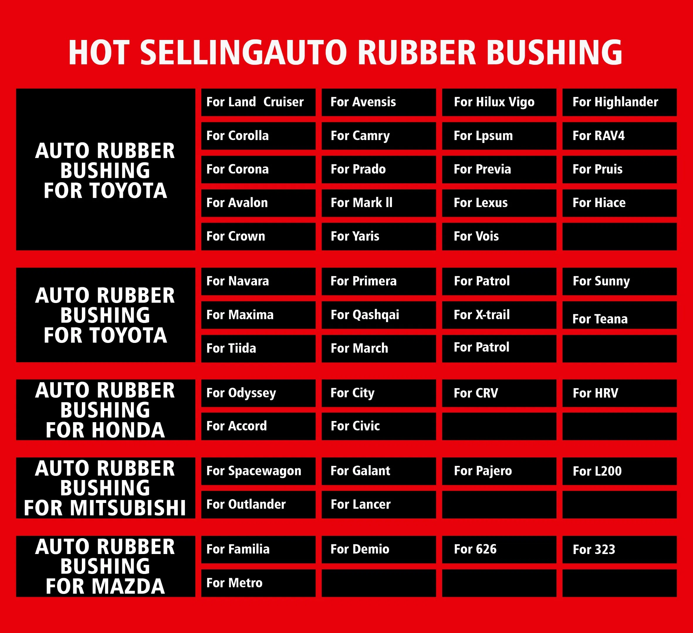 Wholesale China Guangzhou Good Price King Steel Auto Spare Parts for Japan Korean Car Toyota Corolla Hyundai Suzuki Vitara Nissan Auto-Parts