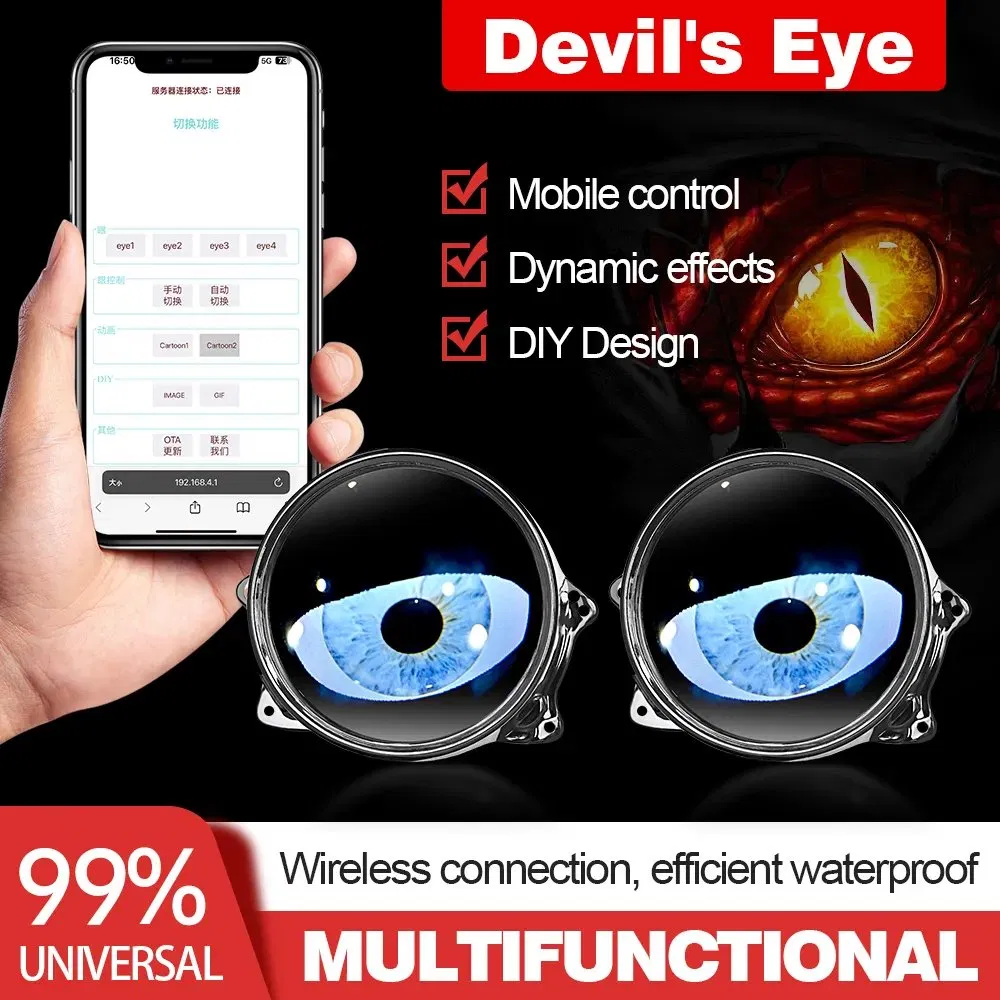 Дьявольские глаза для авто 3 дюйма, WiFi, 12V